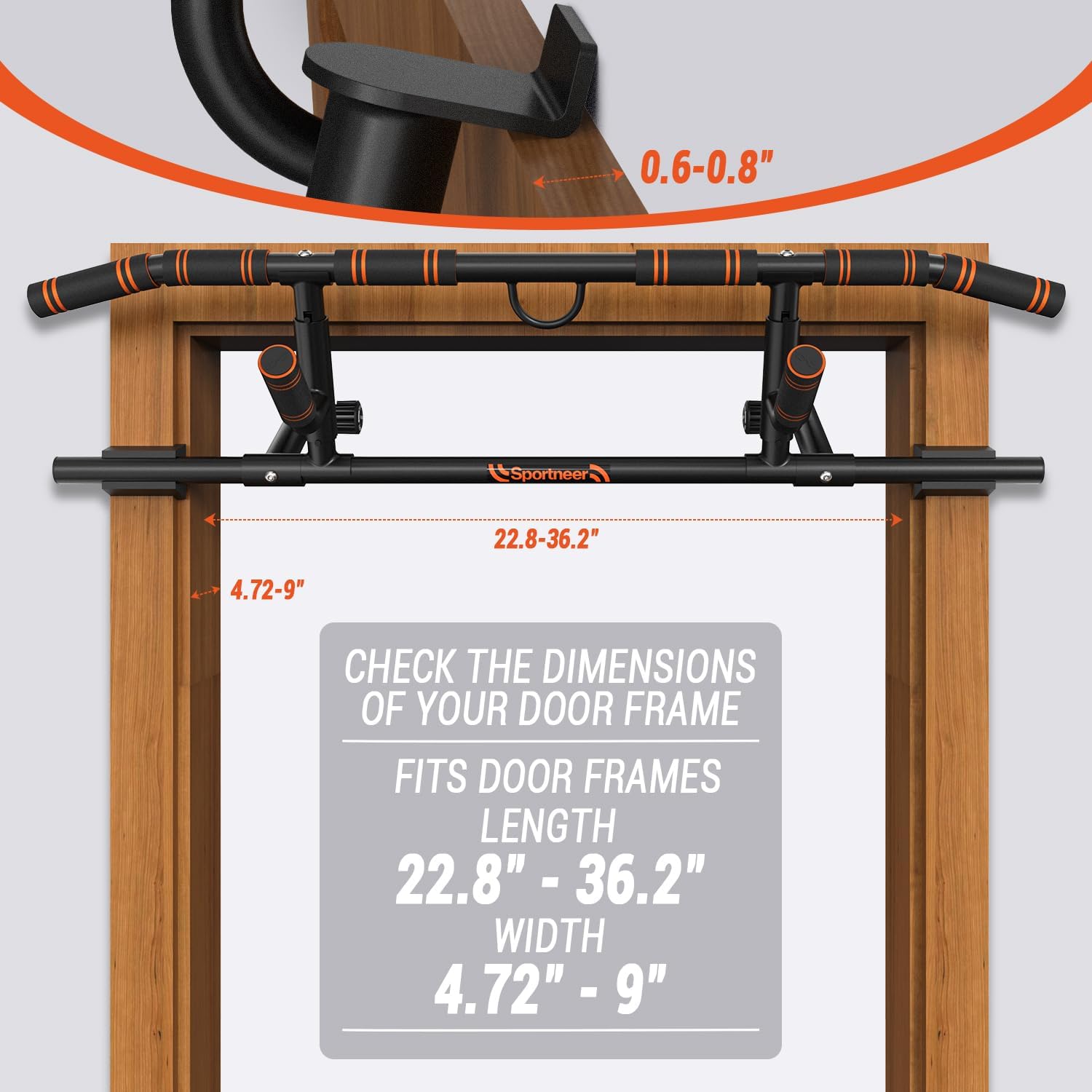 2025 Upgrade Pull up Bar for Doorway with Folding Handle, Door Pull up Bar Door Frame Multi-Grip Upper Body Trainer, 440lb Capacity, Indoor Fitness for Home Gym Strength Training - Image 5