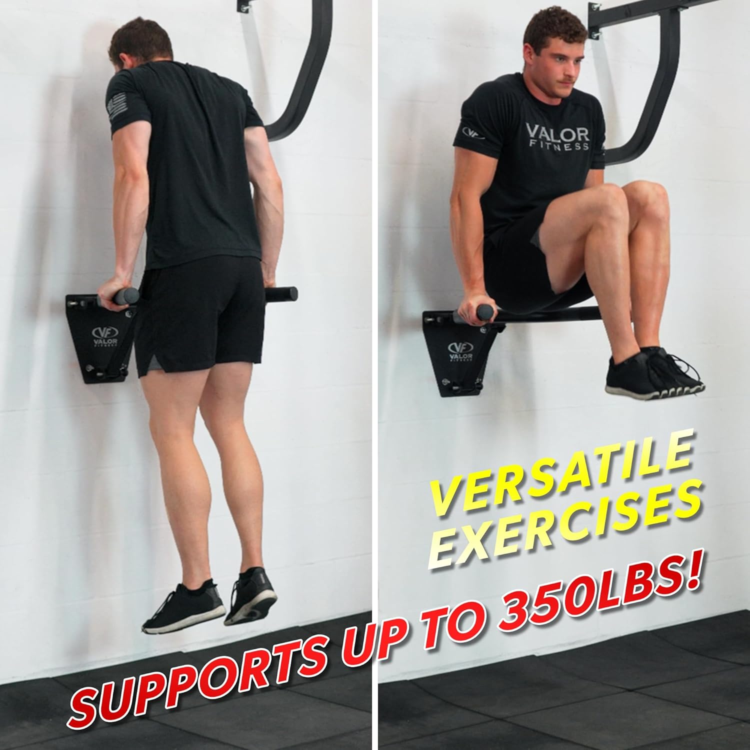 Valor Fitness Wall Mount Dip Station – Heavy-Duty Foldable Triceps Dip Bars for Home Gym Workout - 400 lb Max Weight - Image 4