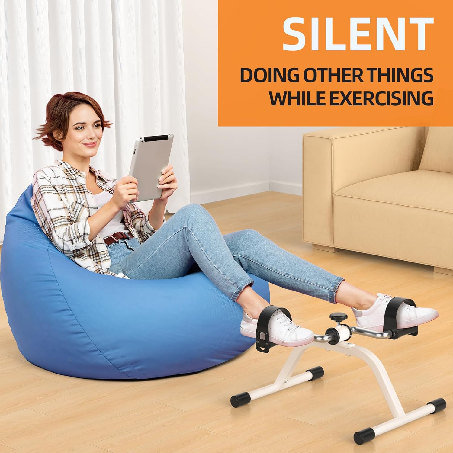 LUBBYGIM Under Desk Bike Pedal Exerciser, Non-Electric Mini Exercise Bike for Seniors, Adjustable Resistance Foot Desk Cycle for Arm & Leg Recovery, Physical Therapy, Easy to Use at Home - Image 4