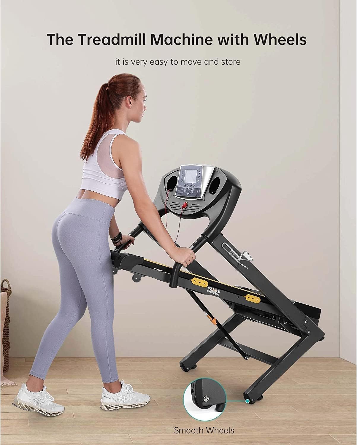 Treadmill with Auto Incline Foldable Treadmill 17'' Electric Treadmills 2.5 HP/8.5 MPH with 15 Training Programs 0-12% Auto Incline Large LCD Display Easy Assembly for Home Office Gym Use - Image 6