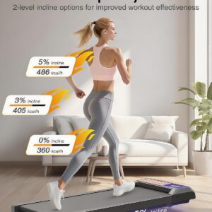 Walking Pad Treadmill with 0%-5% Incline and APP Sync, Small Compact Under Desk Treadmills for Home and Office with Remote Control and LED Display, 2.5HP