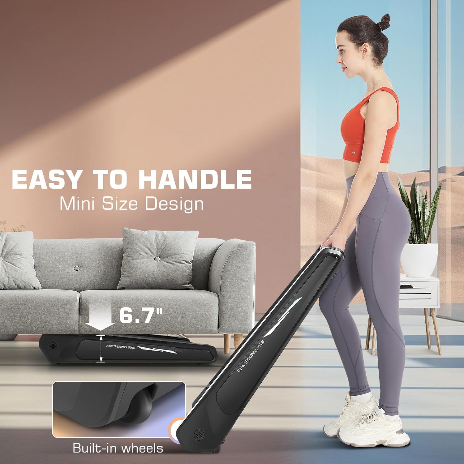 FUNMILY Walking Pad Treadmill with 5% Incline, 2.5HP Smallest Under Desk Treadmill for Home Office, Compact Walking Treadmill 300lbs Weight Capacity/Remote Control/Lighting Design - Image 3