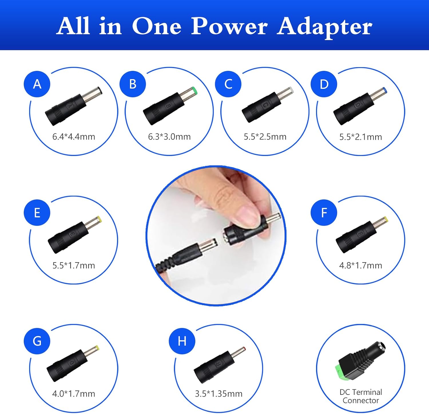 9V Power Supply,9V 1.5A 13.5W Universal 100-240V AC to DC 9Volts 1.5A 1A 0.8A 0.5A 450mA Power Adapter with 9 Plugs for LED Strip Light Camera Router Elliptical Trainer -Center Positive 5.5x2.1mm Plug - Image 3