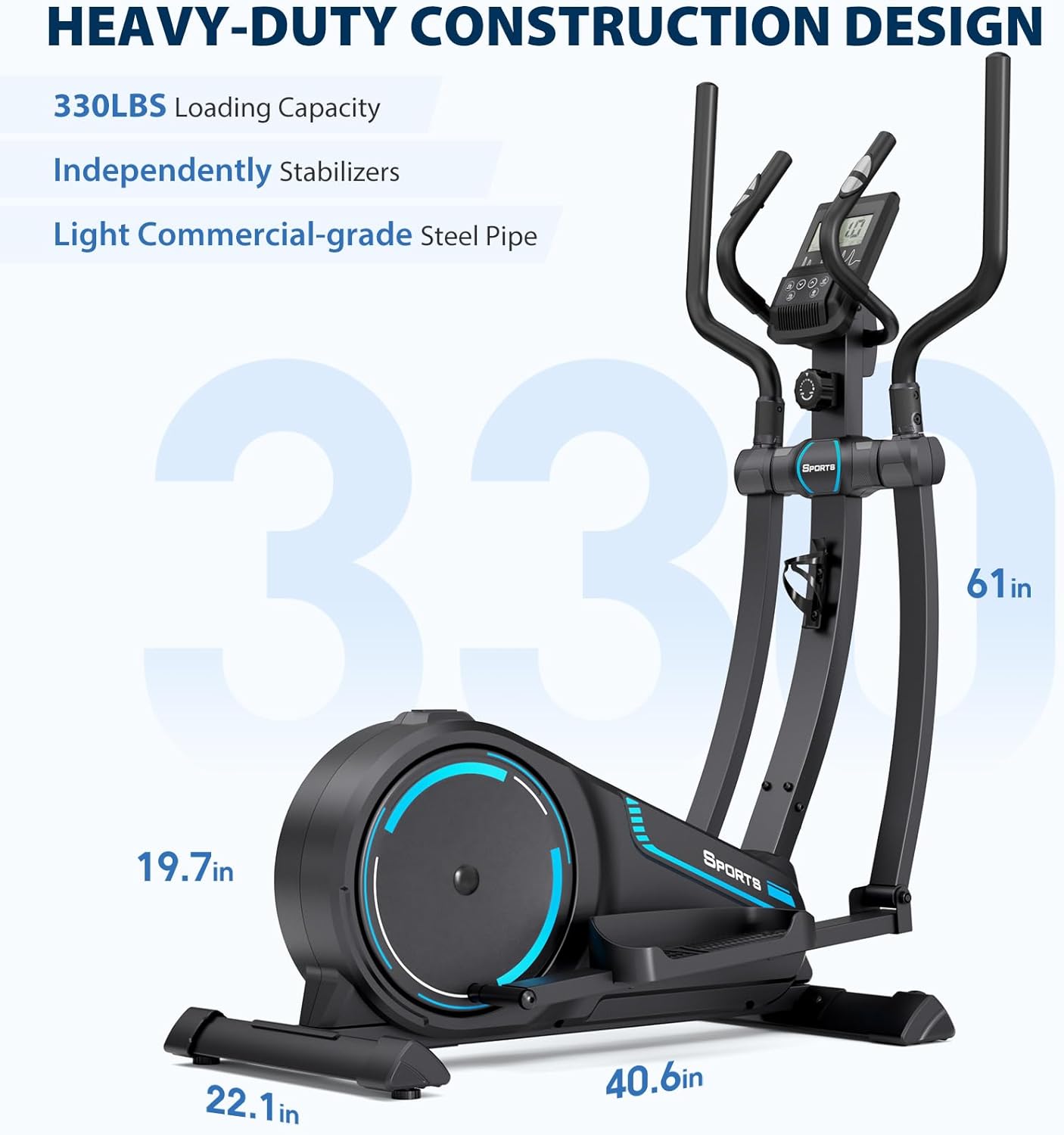 Dripex Elliptical Exercise Machine, Hyper-Quiet Magnetic Elliptical Machine for Home, Elliptical Training Machines with 16 Levels Resistance, 8KG Flywheel, Pulse Sensor, 15.3IN Stride - Image 3