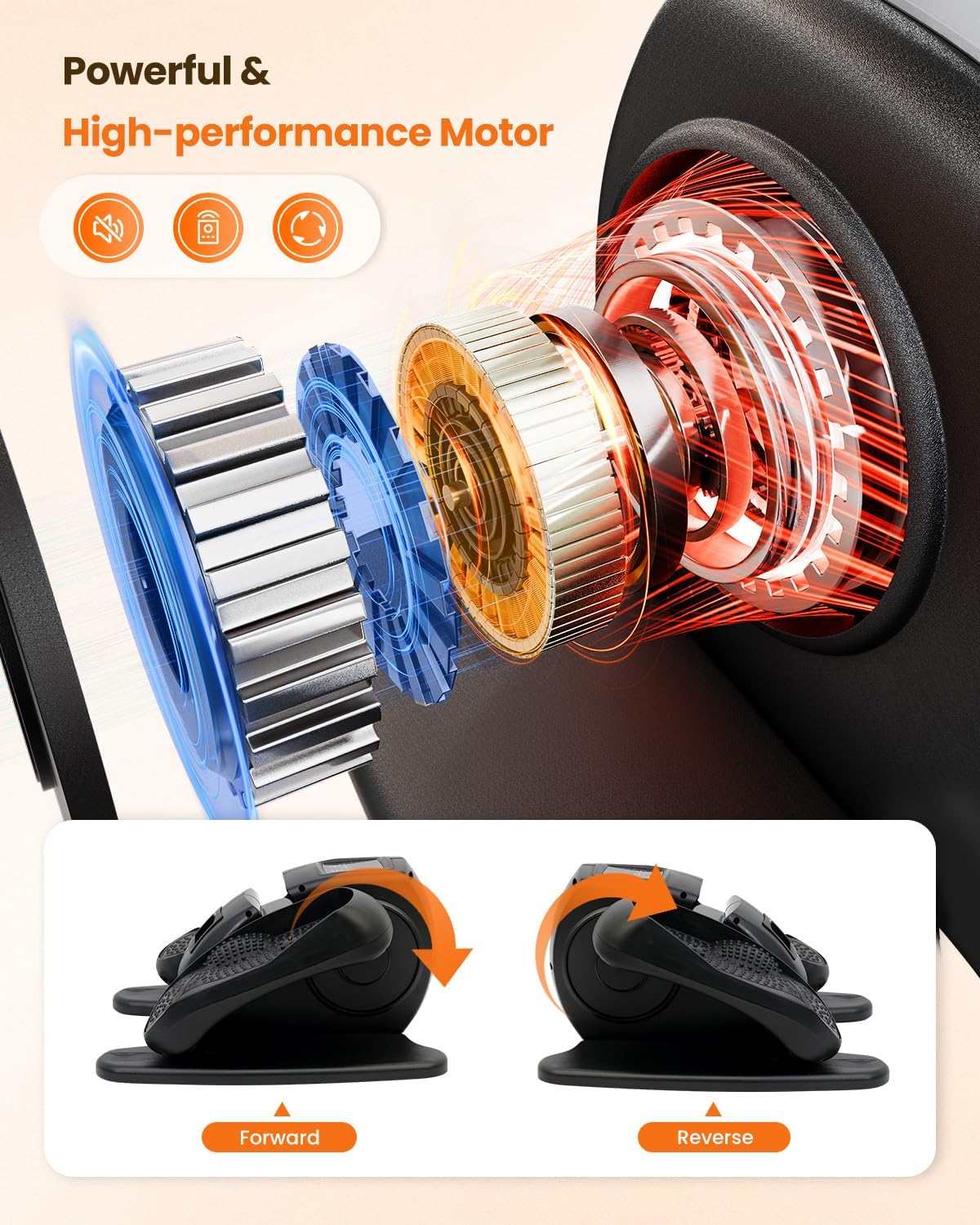 Under Desk Elliptical Machine, Ellipse Leg Exerciser as Seen on TV with Remoter, Quiet Electric Seated Pedal Exerciser, Mini Leg Exercise While Sitting for Seniors, Manual & Auto Mode for Home Office - Image 2
