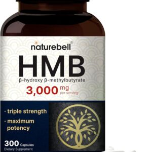 NatureBell HMB 3,000 mg Per Serving | 300 Capsules, 3X Triple Strength HMB Beta-Hydroxy Beta-Methylbutyrate Supplement – Lean Muscle Mass & Recovery Support – Non-GMO