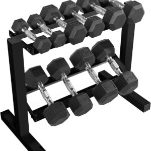 CAP Barbell 150 lb Dumbbell Set with 2-Tier Rack | Multiple Options