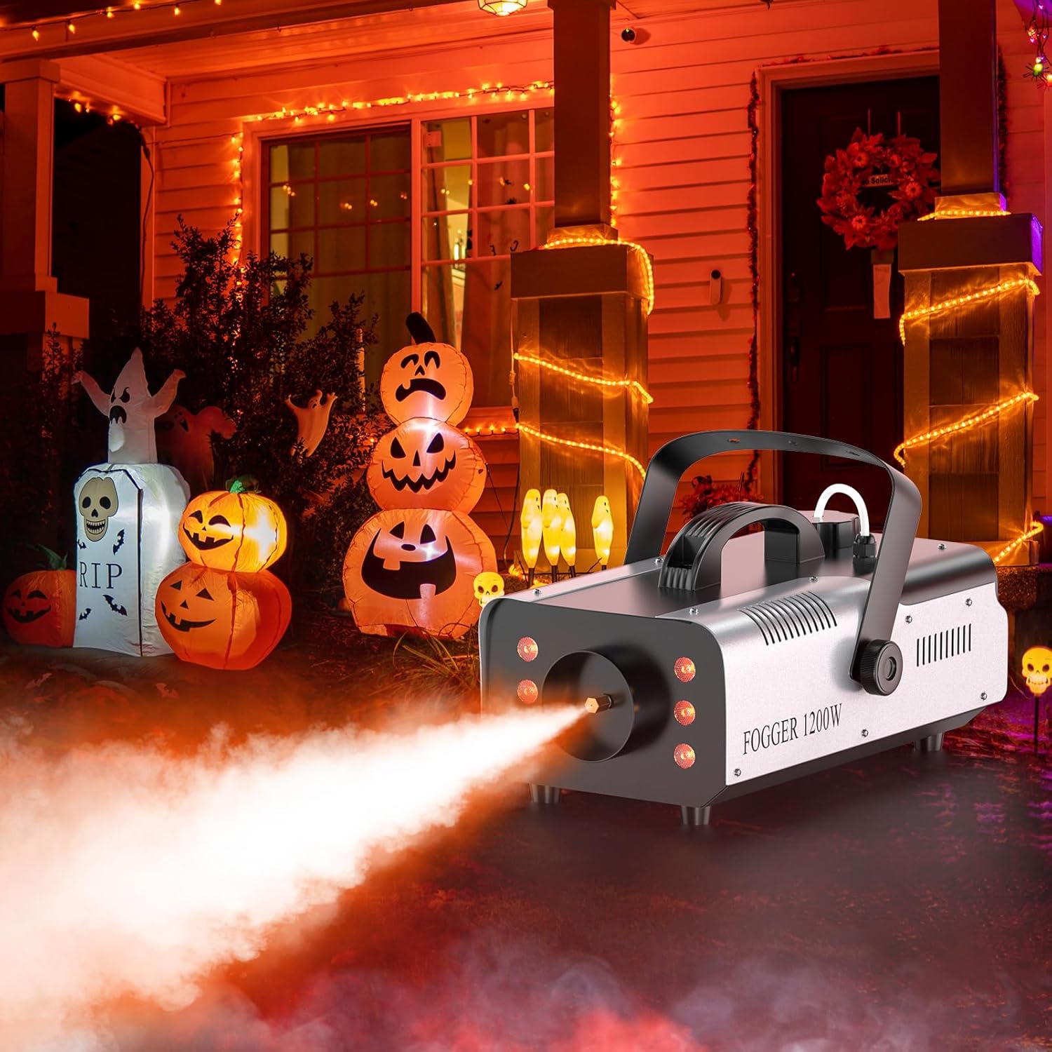 1200W Fog Machine Outdoor Indoor, 6000CFM Smoke Machine with LED Lights, Fog Machine Halloween with Wireless Remote & Auto, Fogger Machine for Wedding Party Stage Events - Image 8
