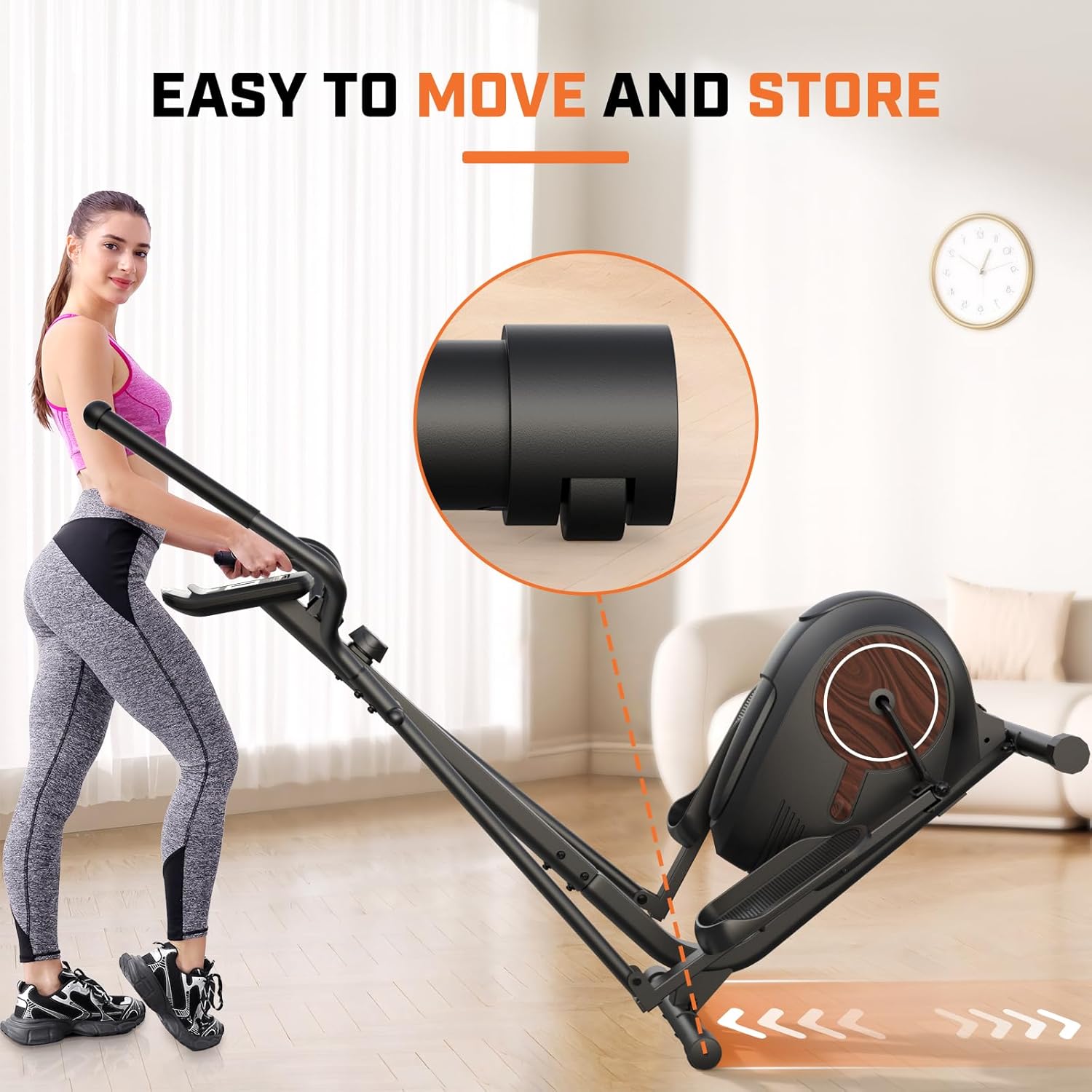 ANCHEER Home Gym Elliptical Trainer Machine, Silent Magnetic Cross Trainer with LCD Display, 14-Level Resistance & Heart Rate Monitor, 400Lbs Capacity Cardio Equipment - Image 6