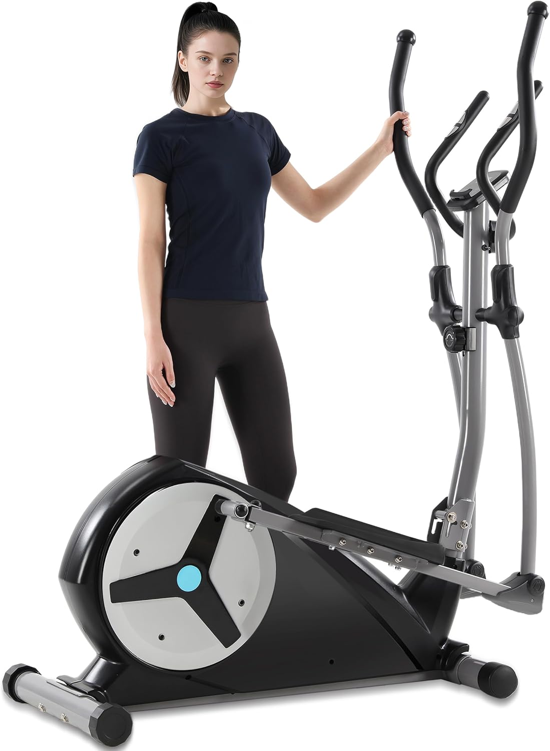 ECHANFIT Elliptical Exercise Machine, Hyper-Quiet Magnetic Elliptical Machine for Home, Elliptical Training Machines with 16 Resistance Levels, App Bluetooth, LCD Monitor, Pulse Sensor, Device Mount
