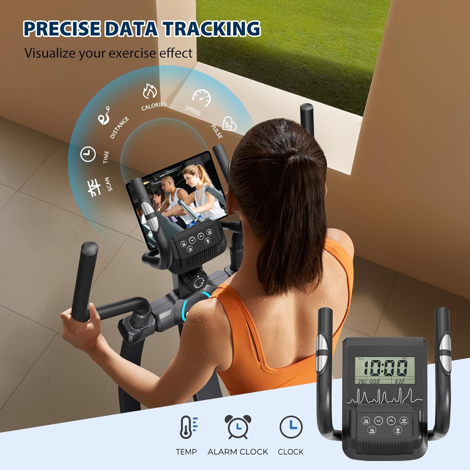 Dripex Elliptical Exercise Machine, Hyper-Quiet Magnetic Elliptical Machine for Home, Elliptical Training Machines with 16 Levels Resistance, 8KG Flywheel, Pulse Sensor, 15.3IN Stride - Image 5