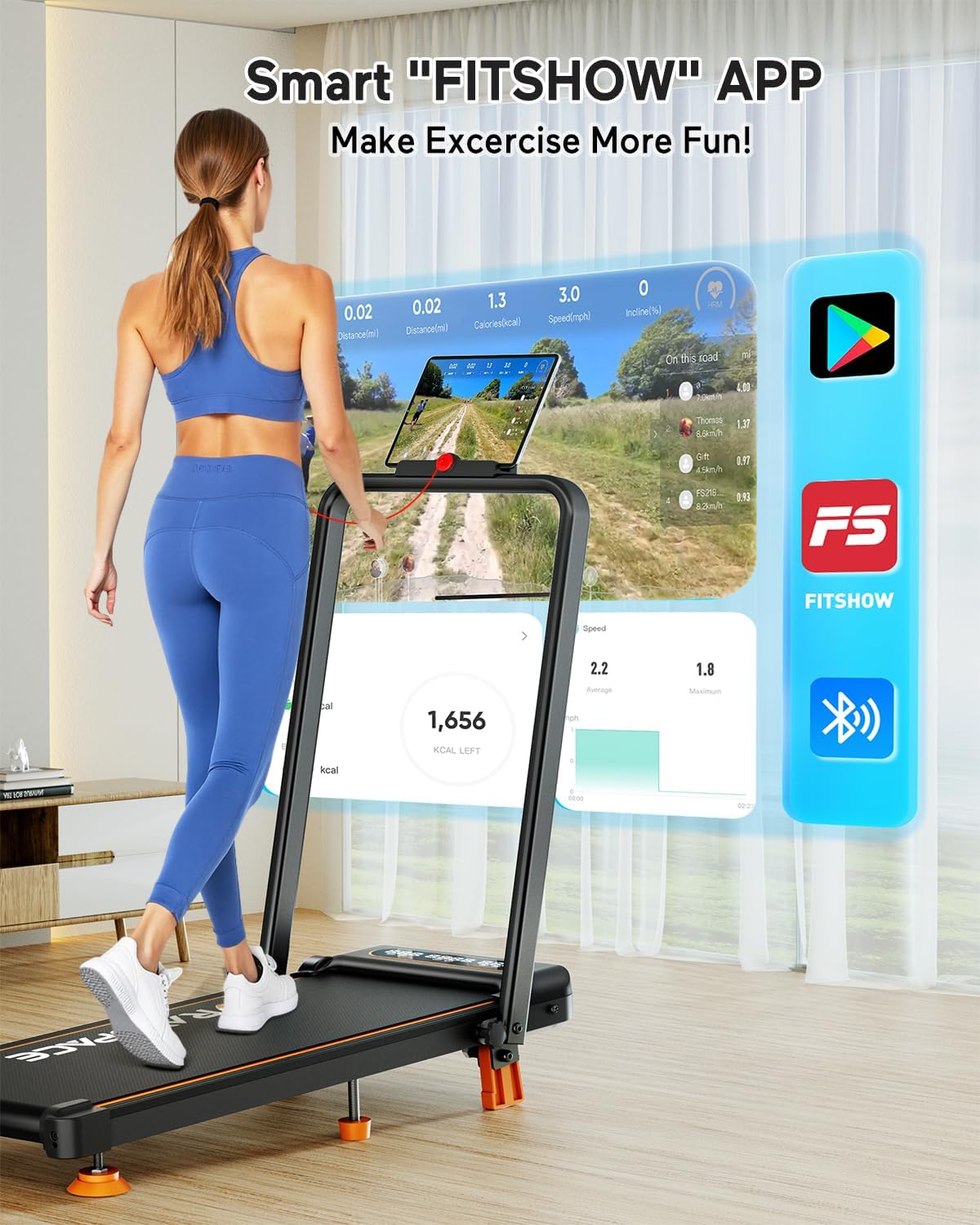 2025 Upgrade Walking Pad Treadmill with 8% Incline & Handle Bar, 3.5HP Foldable Treadmills for Home Small, 4 in 1 Portable Treadmills Walking Pad 350lb Capacity, Shock Absorption, Low Noise, Smart App - Image 8