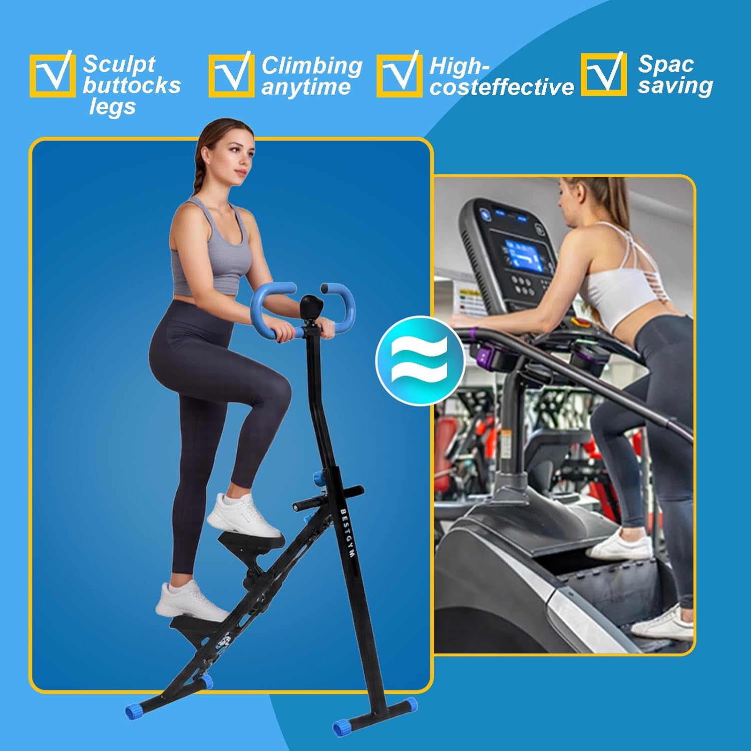 Stair Stepper for Home Vertical Climber, Foldable Full Body Exercise Aerobic Climbing Machines, Mountaineering Fitness Equipment with Adjustable Handles - Image 5