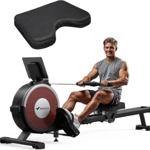 Rowing Machine& seat cusshion, Magnetic Rower Machine with Dual Slide Rail, 16 Levels of Electromagnetic Resistance, Max 350lb Weight Capacity, Rowing Machines for Home Use