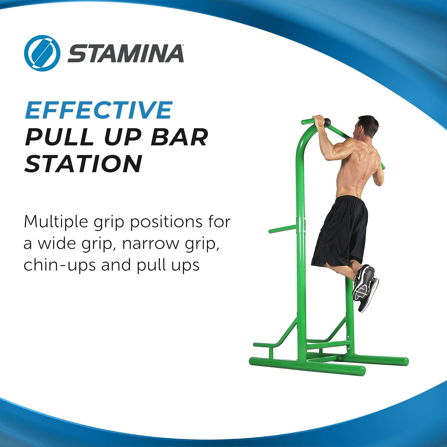 Stamina Pull Up Bar Tower & Dip Station, Free Standing Outdoor Home Gym Equipment, Green - Adjustable and Portable Workout Stand for Calisthenics Body Weight Training - Image 6
