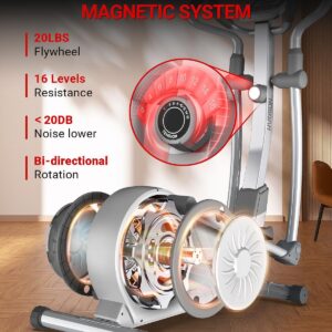 HARISON Elliptical Machine for Home 350 LBS Capacity, Magnetic Elliptical Exercise Machine with 16-Level Resistance Control, Elliptical Trainer with HARISON Bluetooth