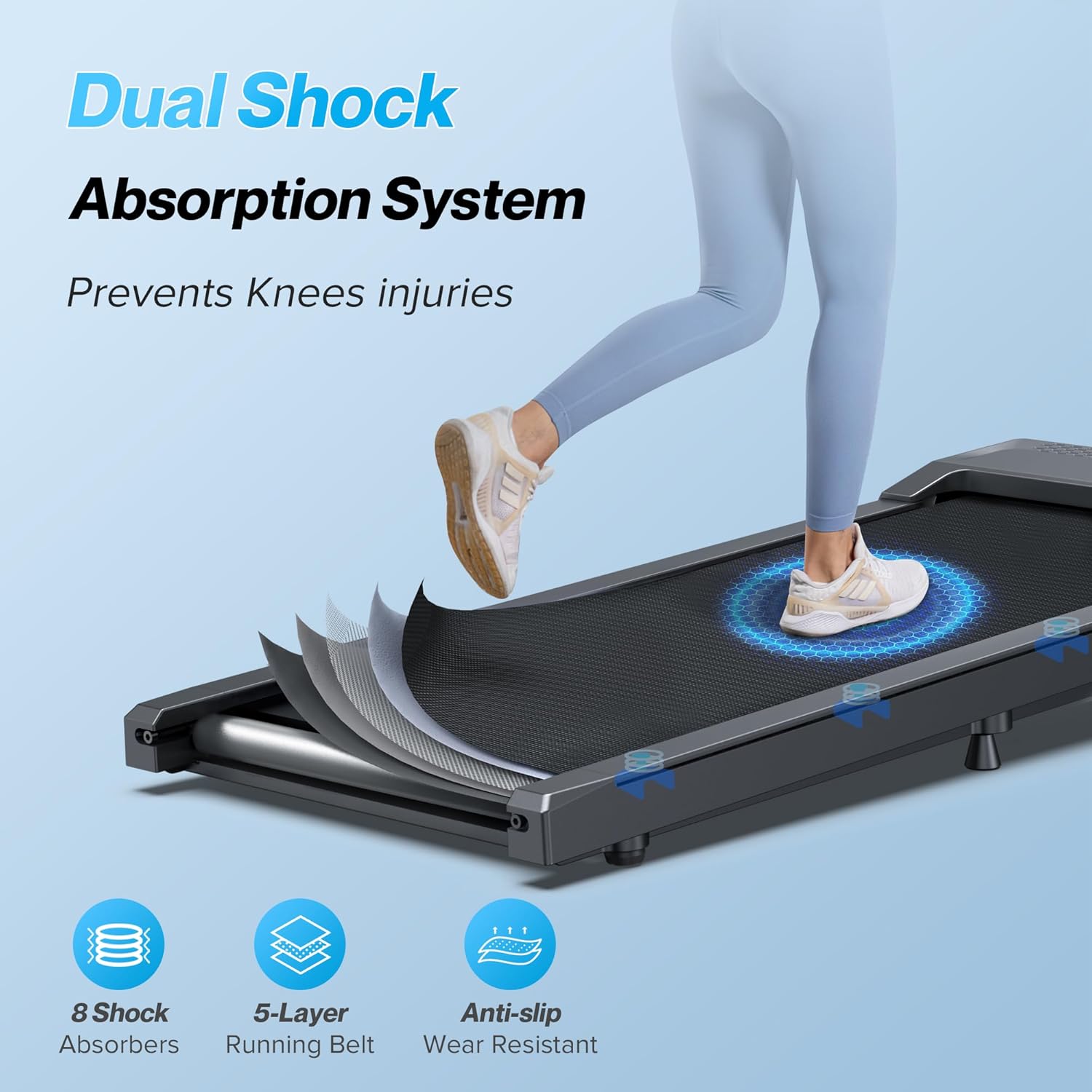 WELLFIT Walking Pad, Under Desk Treadmill with Incline, Portable Walking Pad Treadmill for Home and Office with APP & Remote Control and LED Display, 265 lbs Capacity - Image 7