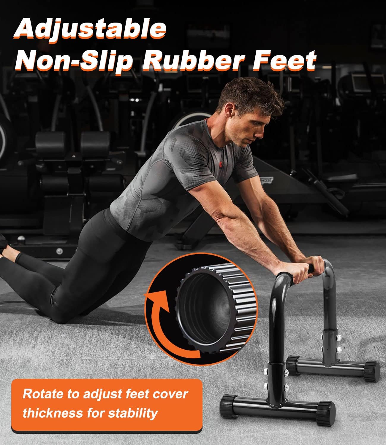 Push Up Bar, 12 Inch High Non-Slip Parallettes Bars & Dip Bars With Foam Handles, Heavy-Duty No Wobbling Calisthenics Equipment For Handstand, L-Sit, Gymnastics, Strength Training Home Gym Use - Image 6