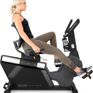 Elite RB X Recumbent Exercise Bike – FreeSync FTMS Bluetooth Smart App Connectivity – Compact 49″ (L) – Oversized Soft 4-Way Adj. Seat – 350 lb Cap. – Low Step-Thru Design – Commercial Grade