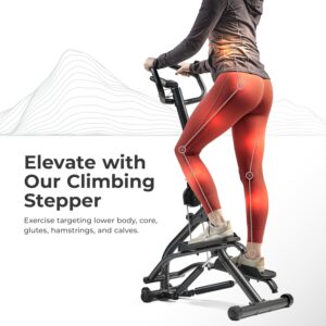 Sunny Health & Fitness Stair Stepper w/Handlebar, Extended Step Range Climber Machine for Legs, Core and Glute Workouts, Connection with Free SunnyFit® App