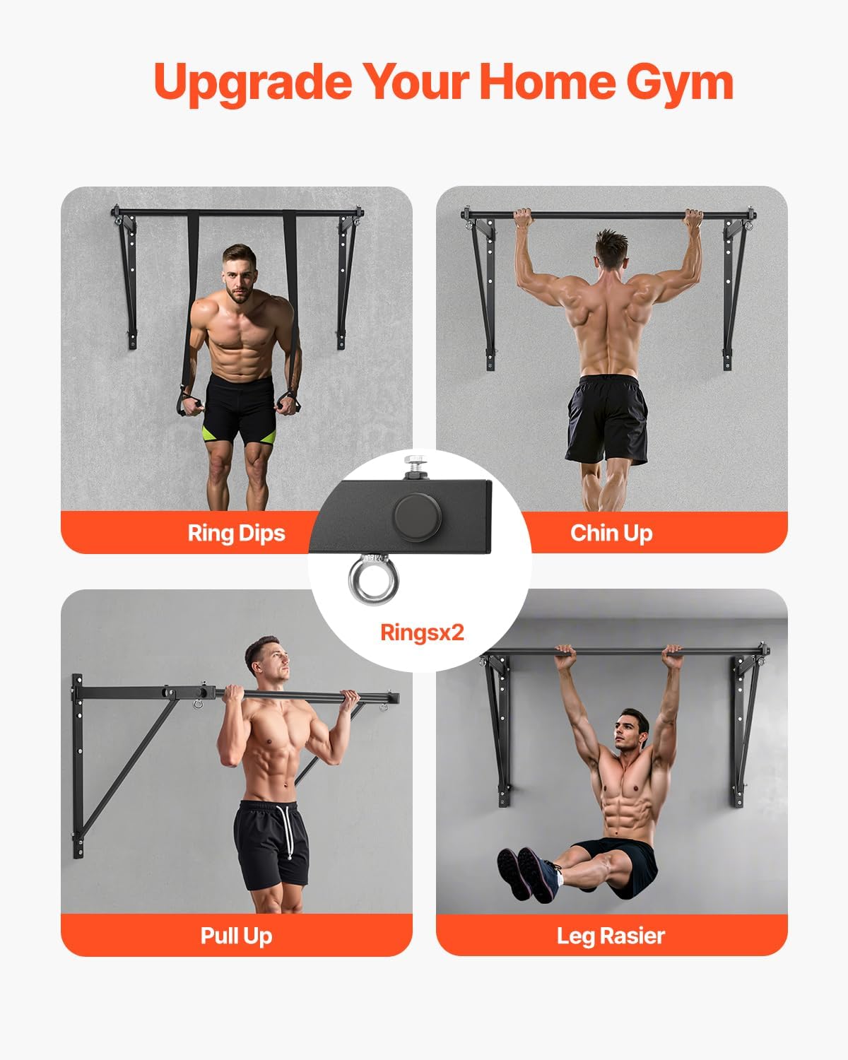 VEVOR Pull Up Bar, 50 in Width Wall Mounted Pull Ups, Adjustable Depth 22" or 30" from Wall, Heavy Duty Steel Upper Body Workout Bars, 440 lbs Weight Capacity Chin Up Training Station, for Home Gym - Image 6