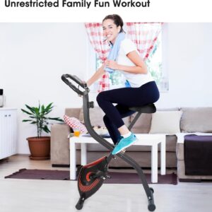Exercise Bike 3 IN 1 Stationary Bike Folding Exercise Bike with 8-Level Adjustable Resistance Comfortable Seat Cushion LCD Monitor 265 lbs Weight Capacity for Home Gym Workout