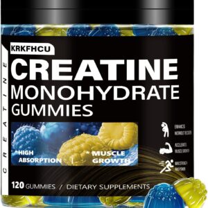 Creatine Monohydrate Gummies for Men & Women – Complex 8000 MG PreWorkout Supplement Creatine Gummy with BCAA, L-Taurine & Vitamin B12 for Muscle Builder, Strength & Energy Boost, 120 Count 1Pack