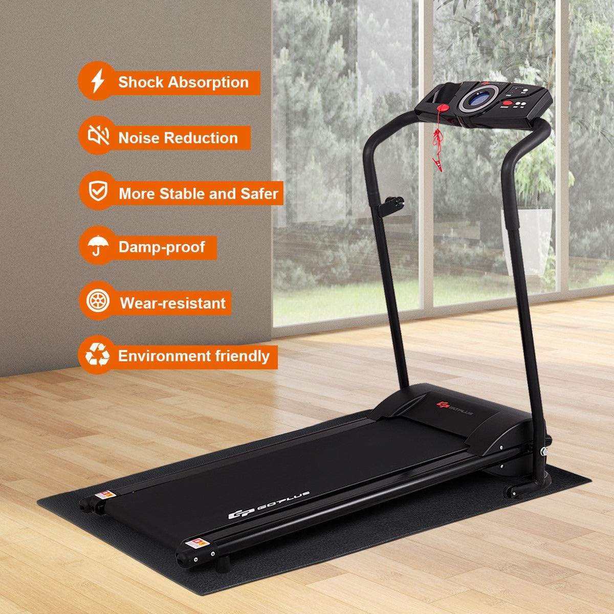 Goplus Thicken Treadmill Mat for Hardwood Floors High Density Waterproof PVC, Floor Protector Pad for Exercise Equipment for Home and Gym Use, Large Size - Image 3