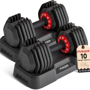 Adjustable Dumbbell Set 55LB Dumbbells Weight, 10-in-1 Weight Dumbbell with Anti-Slip Metal Handle and Bicep Supports for Comprehensive Full Body Strength Training