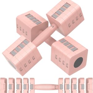 Adjustable Dumbbells Set of 2, 5-in-1 Adjustable Weight Dumbbells for Women/Men, 3lb/5lb/7lb/9lb/11lb Dumbbell Weights Set for Home Gym Workout