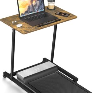 Treadmill Desk, Mobile Small Standing Desk with Wheels for Walking Pad, Portable Table for Laptop, Rolling Table Adjustable Height, Bedside Table