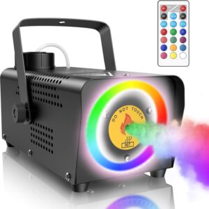 Fansteck Fog Machine, Smoke Machine with 45 LED Lights, 2000CFM Smoke Machine Fog with Wireless Remote Control Portable for Outdoor, Parties, Stage Effect, Indoor, Disco, Halloween, RGB Lighting