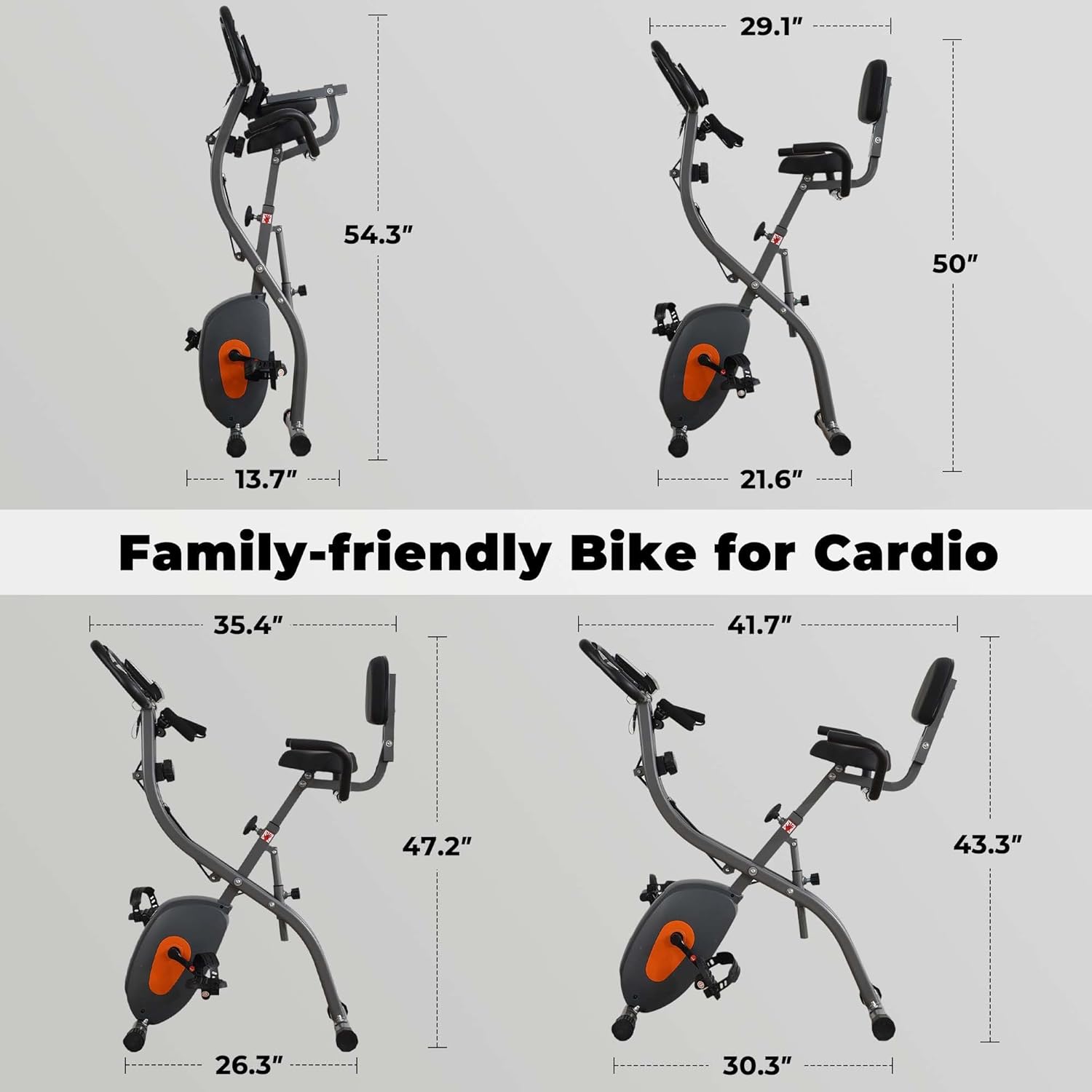 Exercise Bike Stationary Bike for Home Folding Exercise Bike with Arm Resistance Bands &Pulse Sensor LCD Monitor Recumbent Exercise Bikes for Home Workout - Image 6