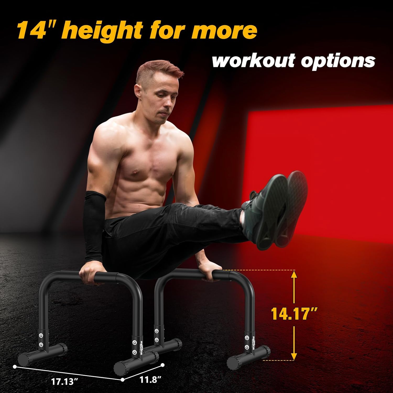 RELIFE REBUILD YOUR LIFE Dip Station Functional Heavy Duty Dip Stands Fitness Workout Dip bar Station Stabilizer Parallette Push Up Stand - Image 3
