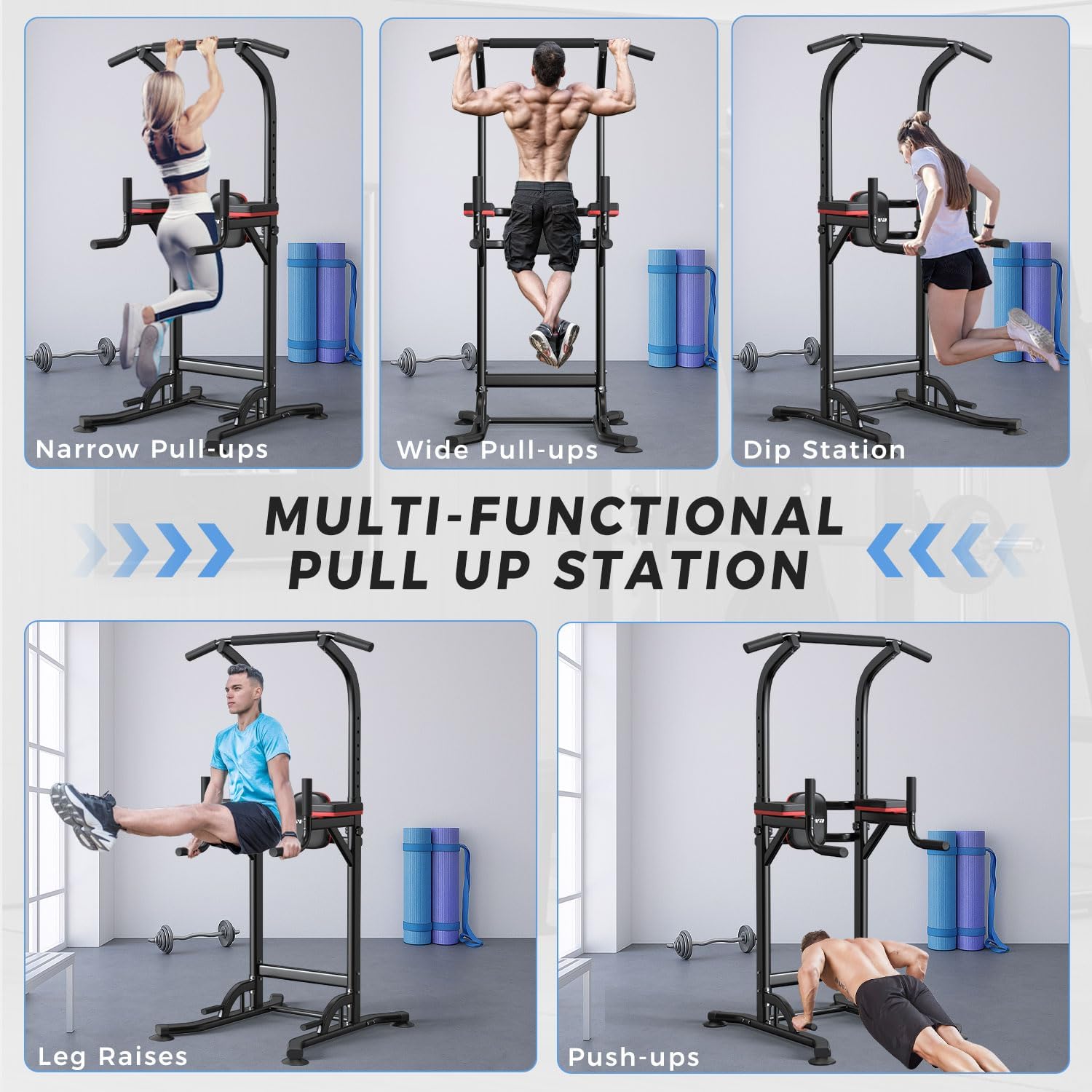 ZENOVA Pull Up Bar Dip Station Multi-Function Strength Training Equipment for Men Women Muscle Building 330/500 LBS Weight Capacity - Image 3