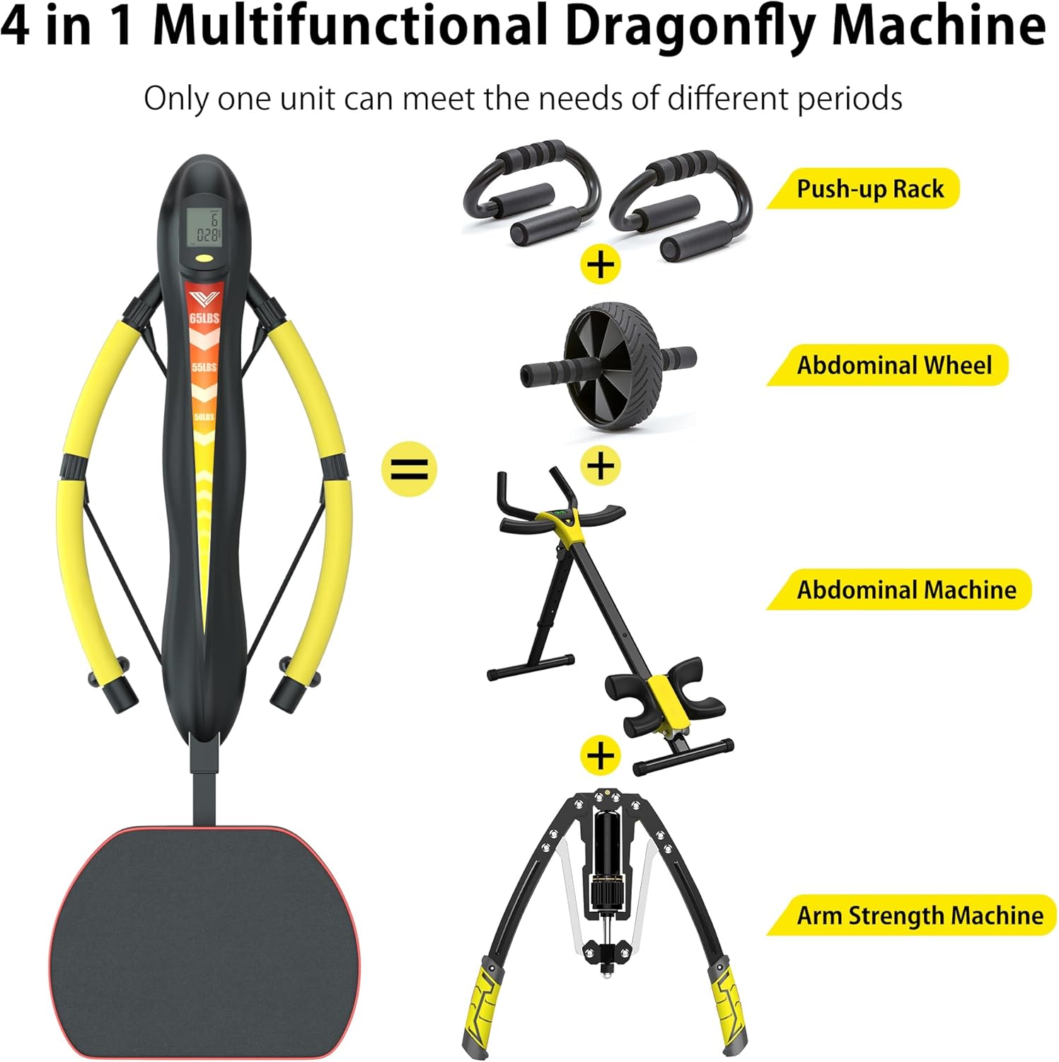 VIVITORY 4-in-1 Multi-Functional Rowing Machine AB Workout Machine, Core & Abdominal Trainers, Adjustable Dragonfly Machine, Strength Training Full Body Workout, Home Gym Fitness Equipment - Image 2