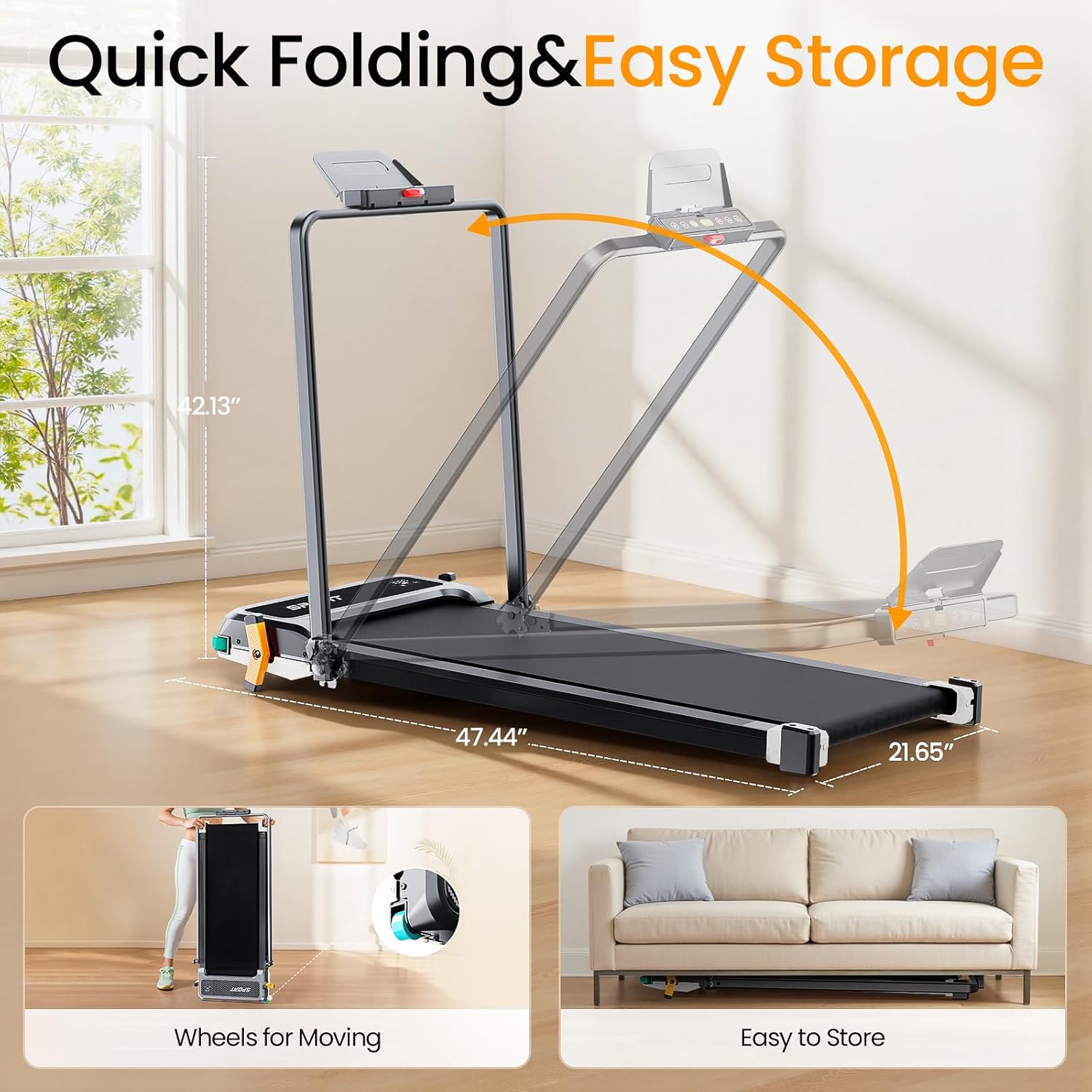 Walking Pad with Incline - Dual-Sided 2 in 1 Under Desk Treadmill with Shiatsu Foot Massager, 330LBs Walking Pad Treadmills for Home and Office, LED Display and Remote Control - Image 5