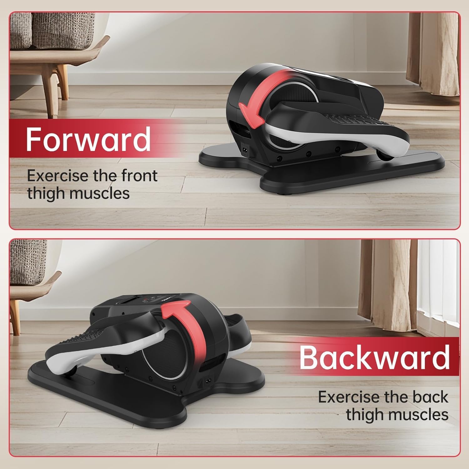 YAMO Under Desk Elliptical Machine Seated Ellipse Leg Exerciser for Seniors Fully Assembled Quiet Portable Elliptical Pedal Exerciser with Remote Control 12 Adjustable Speed Levels - Image 5