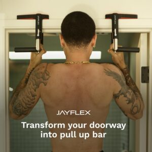 Jayflex CrossGrips Compact Pull Up Bar – Pull Up Bar Door Frame for Work from Home Fitness – Adjustable Door Frame Pullup Bar Handles – 250 lbs Capacity
