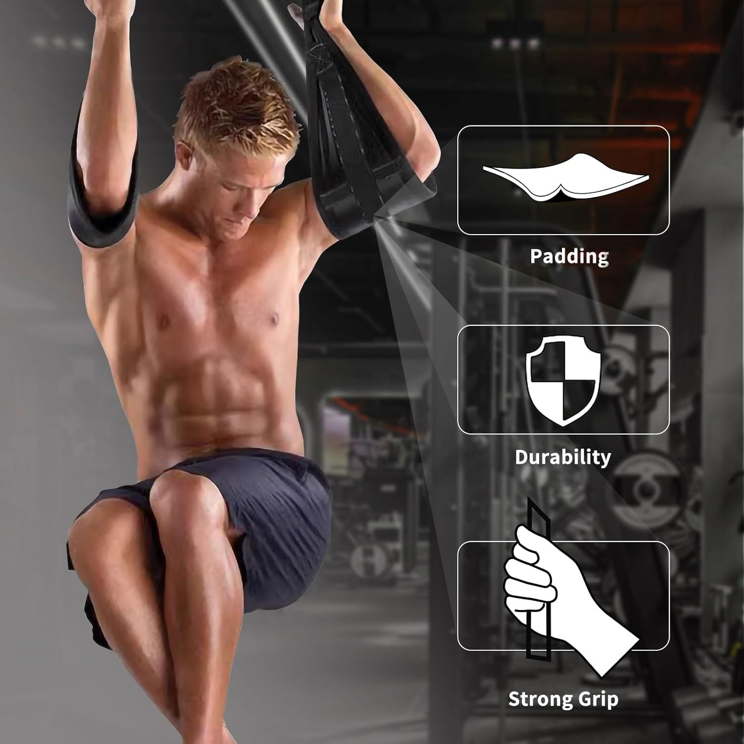 Hanging Ab Straps for Pull Up Bar: Gym Ab Sling Straps for Arm Pull up Workout Support for Training Knee and Leg Raises - Image 3