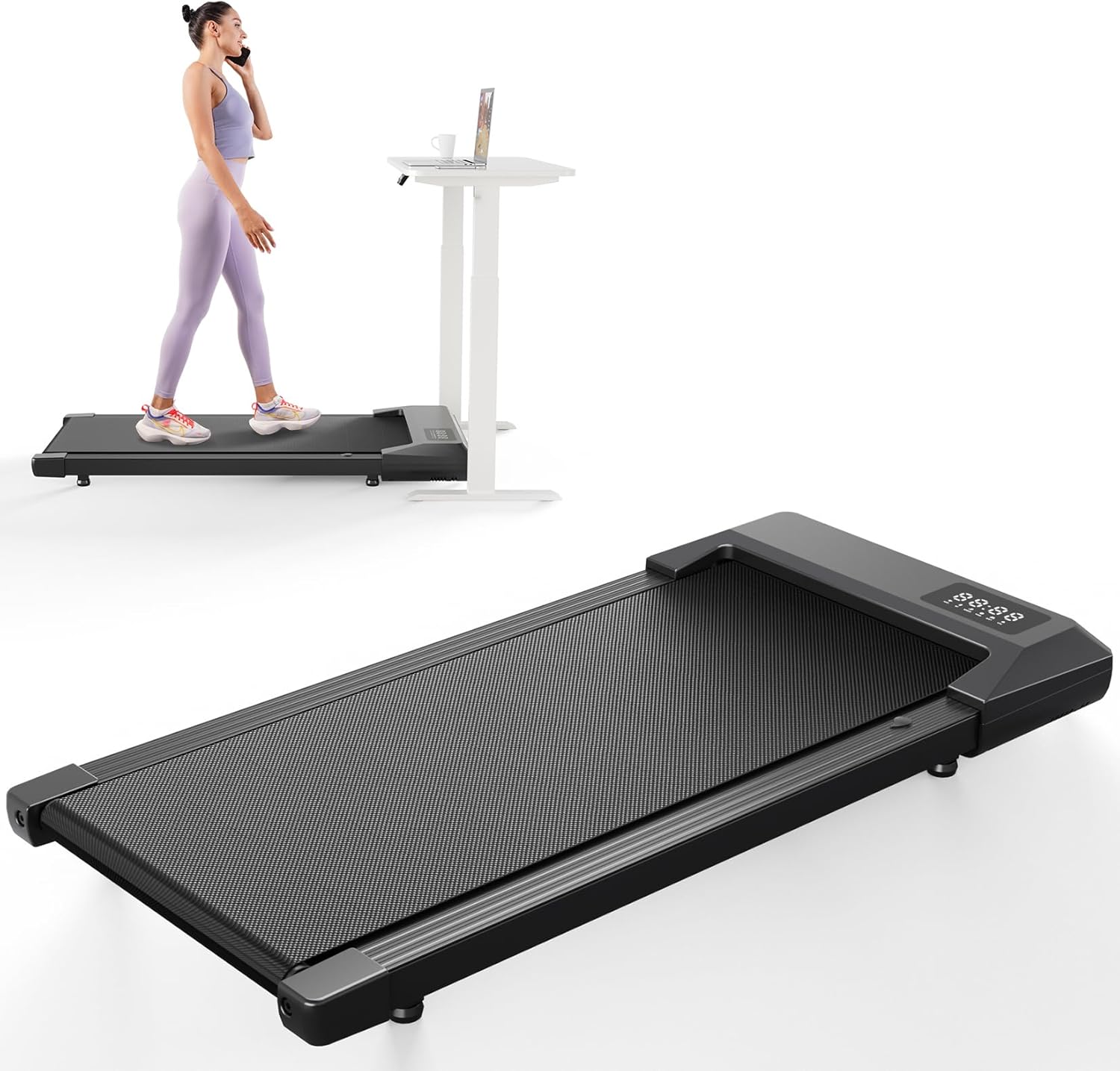 SupeRun Walking Pad, Under Desk Treadmill, 3 in 1 Portable Treadmill with Remote Control LED Display, 2.5 HP Quiet Walking Jogging Machine for Office Home Use, 300 Lbs Capacity - Image 8