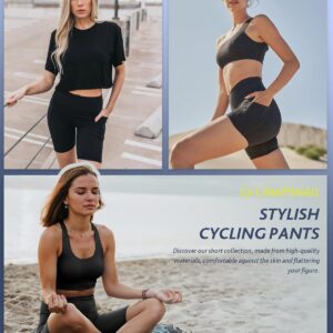 CAMPSNAIL Biker Shorts Women with Pockets – 3″/5″/8″ High Waisted Workout Spandex Tummy Control Gym Running Yoga Shorts
