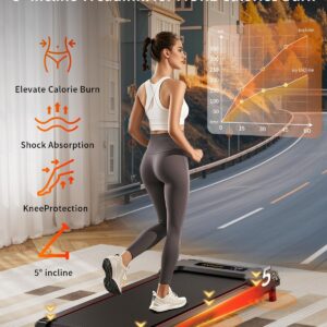 Walking Pad Treadmill, Anylife Incline Walking Pads Under Desk 330lb Capacity, 2.5HP Portable Treadmills for Home, Compact Treadmill Small Running Pad with LED Display, Remote Control, Black