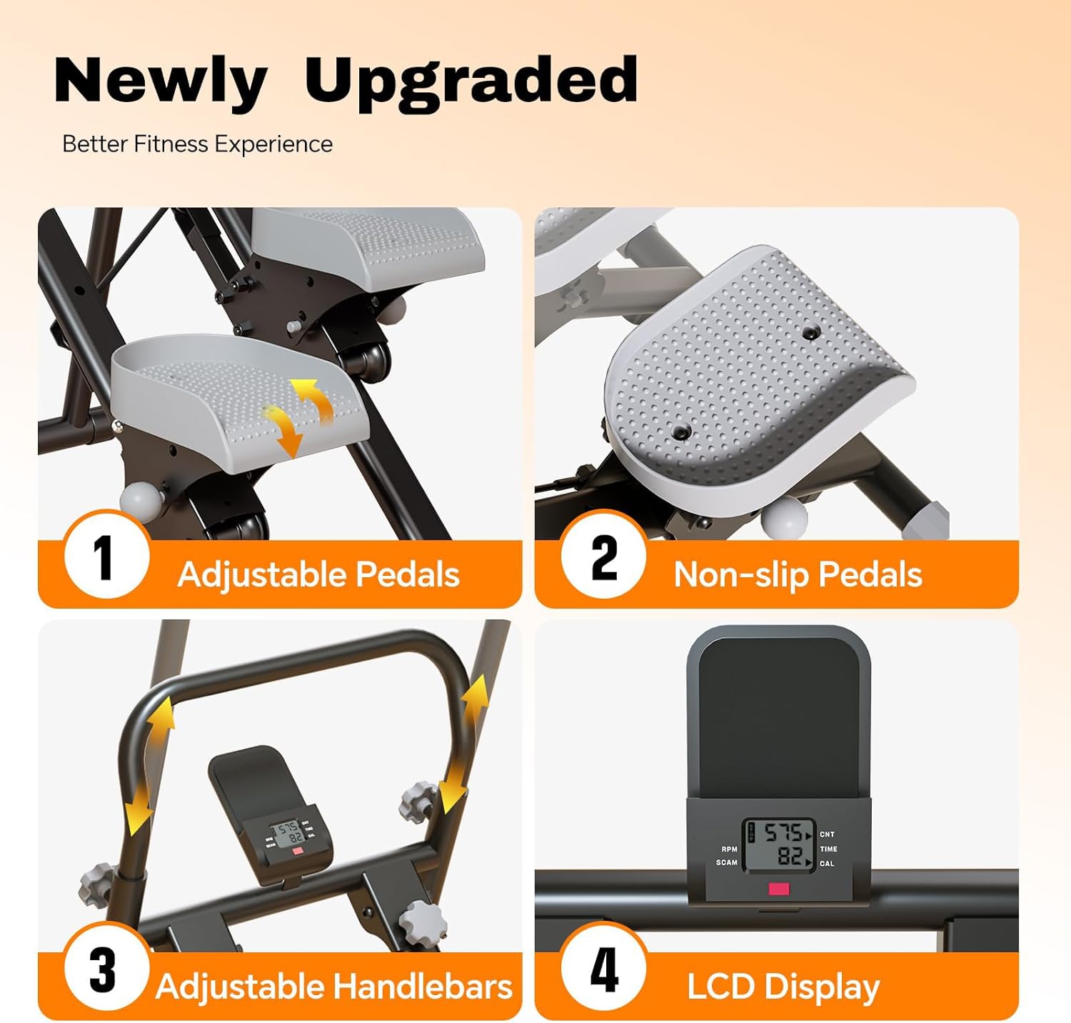Stair Stepper for Home Gym,Folding Vertical Climber Cardio Exercise Machine,Stair Climber for Full Body Workout with Adjustable Handlebar for Women & Men - Image 3
