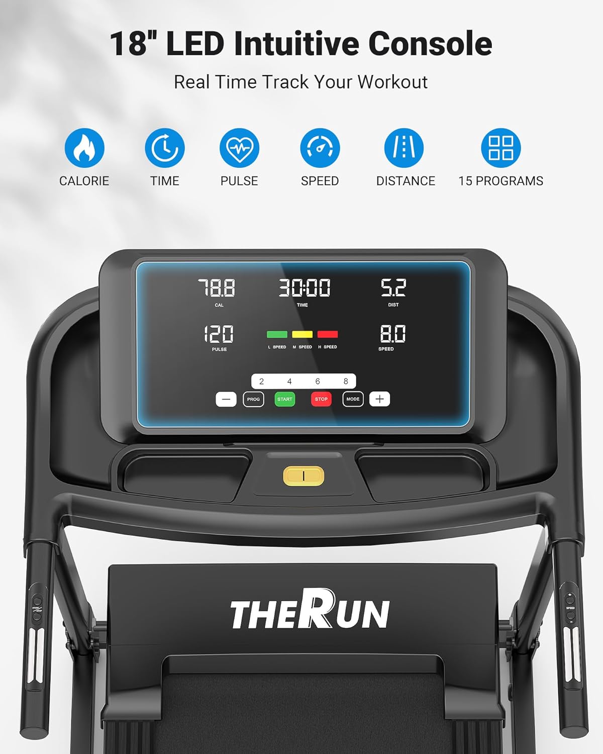 THERUN Home Treadmill with Incline Adjust, 3.0 HP Treadmill, Heart Rate Monitoring, Wider Running Belt - Image 2