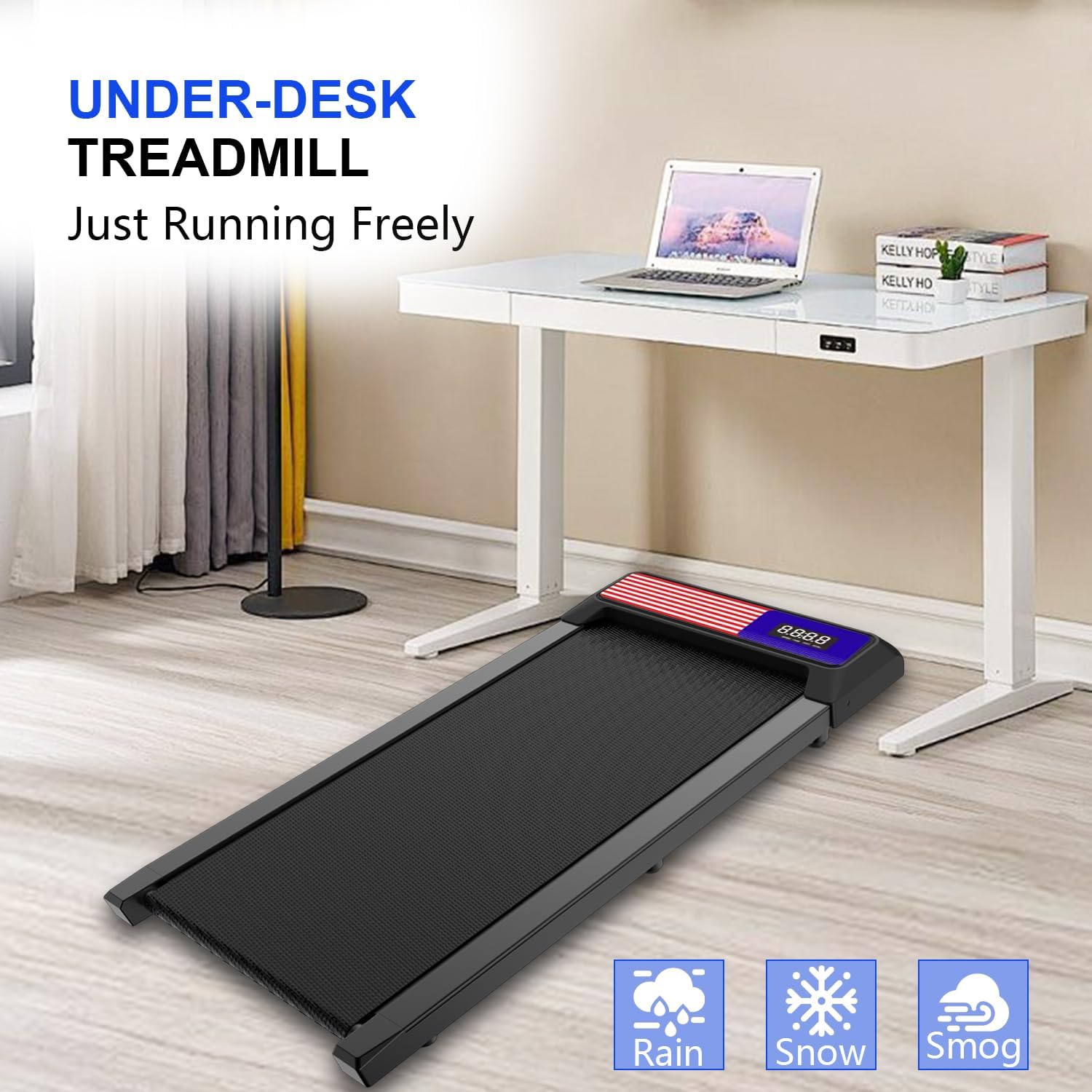 Walking Mat,Under Desk Treadmill 2.5HP for Home and Office, 265Lbs Weight Capacity,Treadmill with APP &Remote Control, LED Display - Image 5