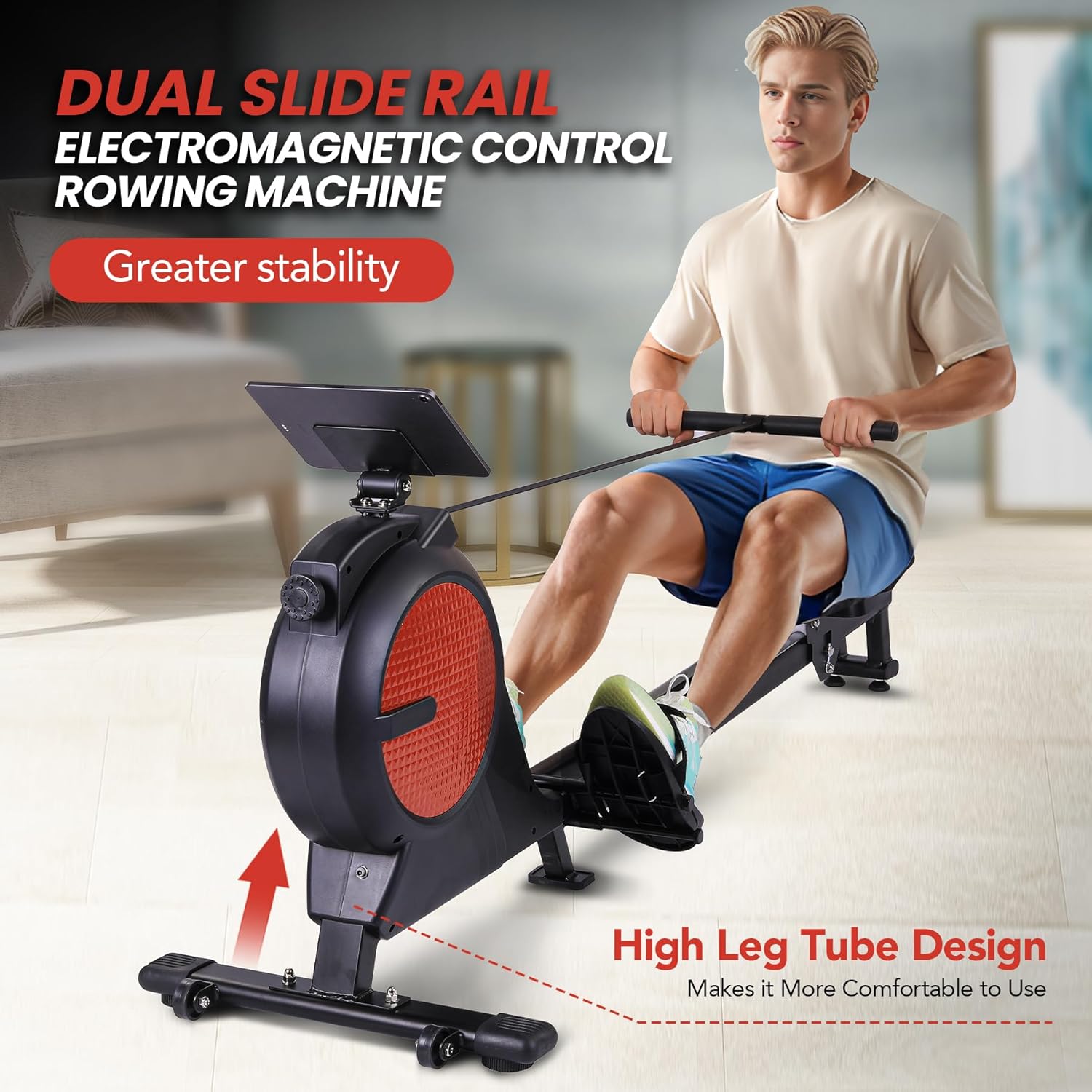 Magnetic Rowing Machine for Home with 350lb Weight Capacity, 14/32 Level Magnetic Resistance, Foldable & Compact Rower Machine, Exercise Equipment for Home Gym, Row Machine Movable - Image 5