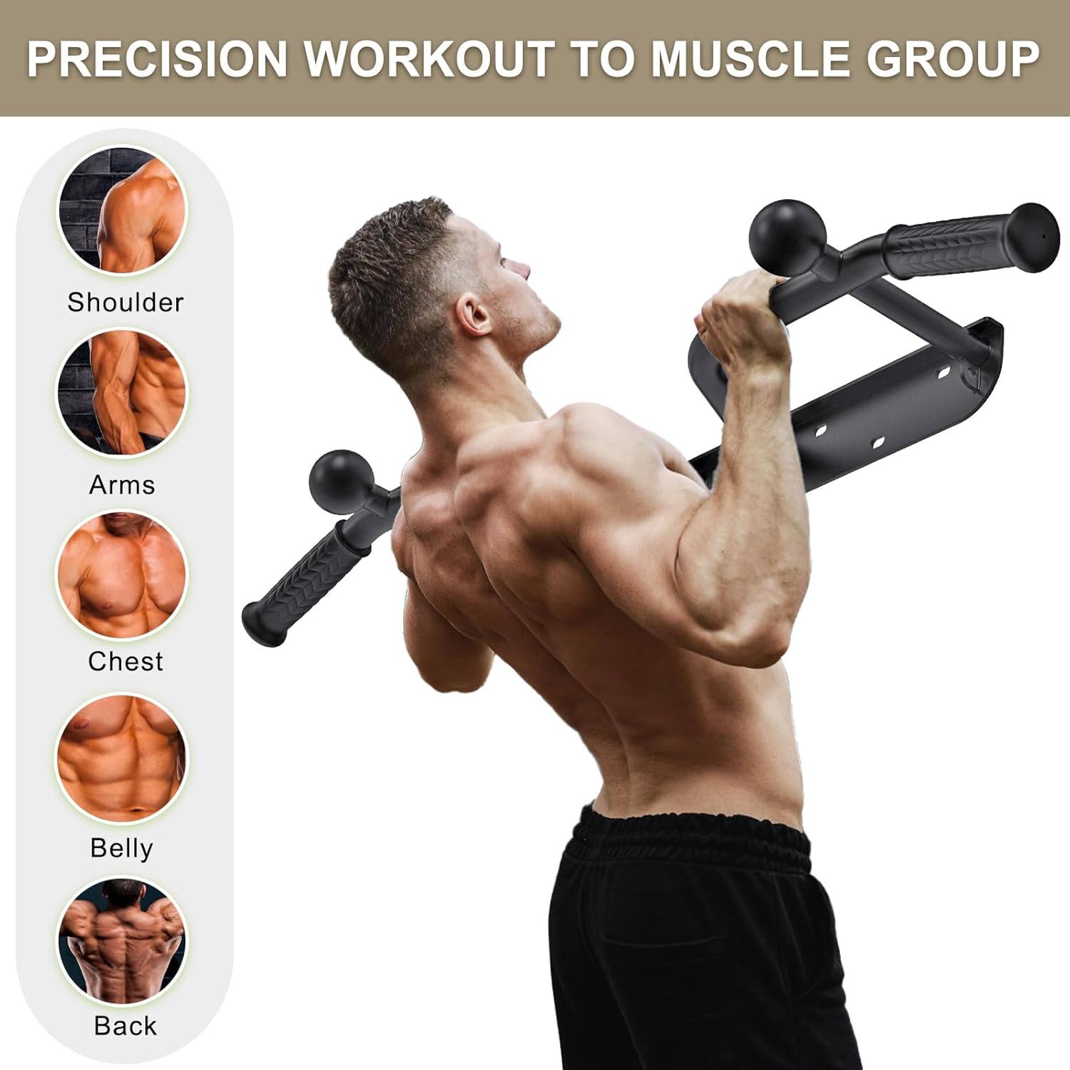 Pull Up Bar Wall Mount 440 LBS Capacity Doorway Chin Up Bar Multifunctional Steel Chinup Bar with with Resistance Band Hooks for Indoor Home Gym Garage - Image 7