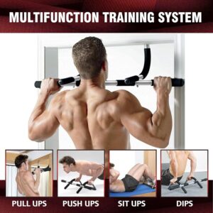 Pull Up Bar for Doorway, Upgrade Chin up Bar for Doorway Without Screws, Portable Strength Training Door Frame Pull-up Bars, Door Workout Bar with Foam Grips for Home