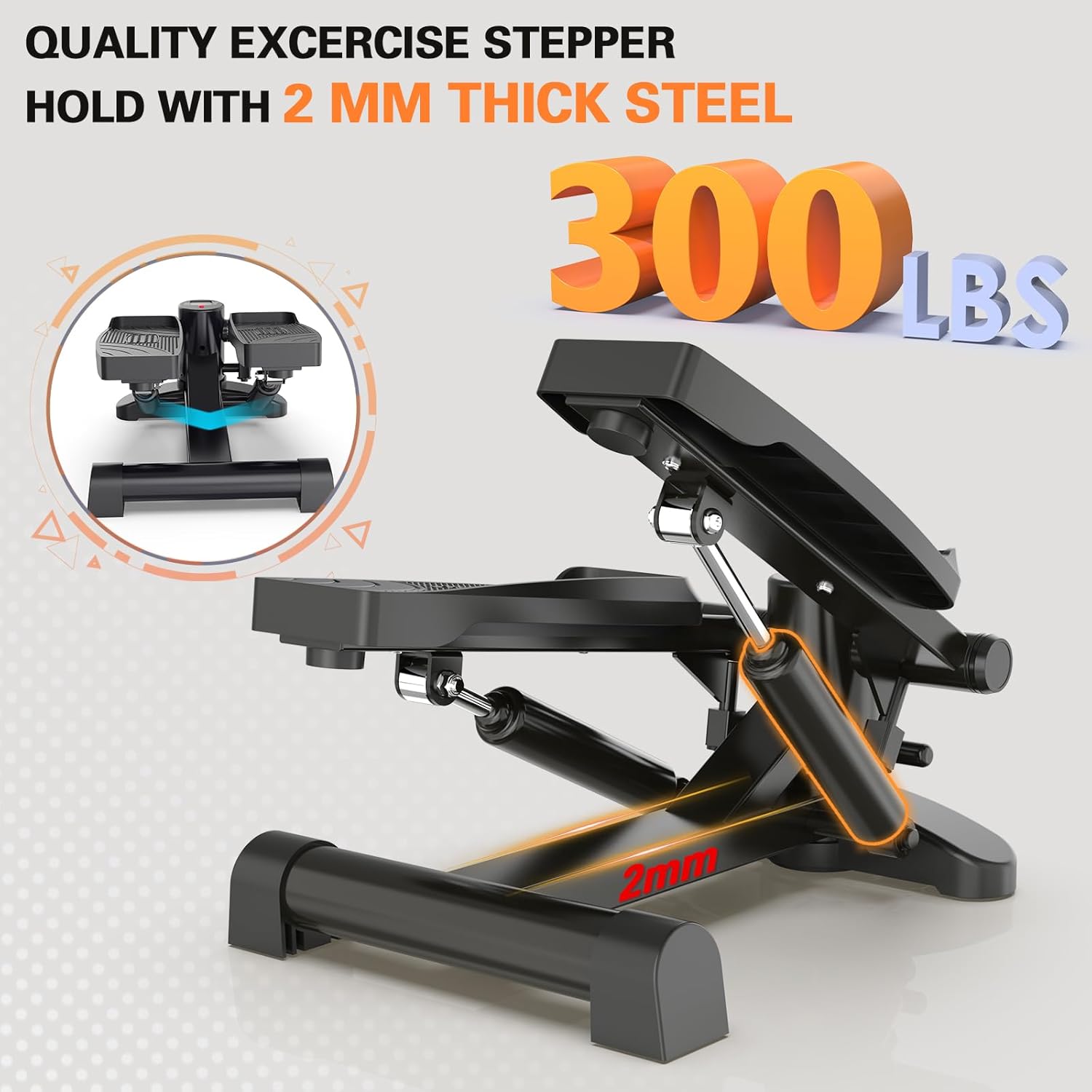 Mini Stepper Exercise Machine Under Desk, Stepper Machine 300LB Weight Limit,Mini at Home Stair Stepper No Nise,2 MM Thickness Steel Step Machine for Exercise at Home Hydraulic - Image 2